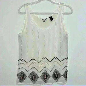 BKE Boutique Tank Sheer Sequin Brown S